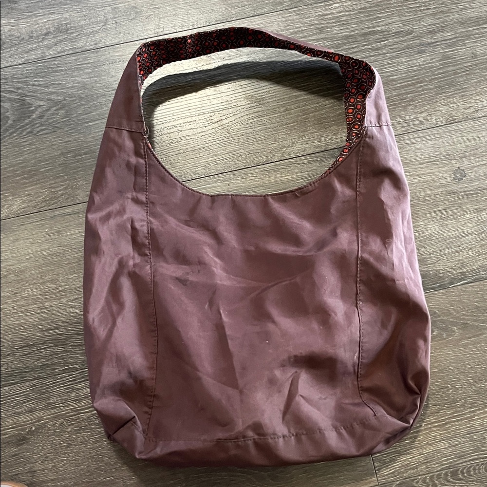 Patterned Hobo Shoulder Bag reversible brown and … - image 8